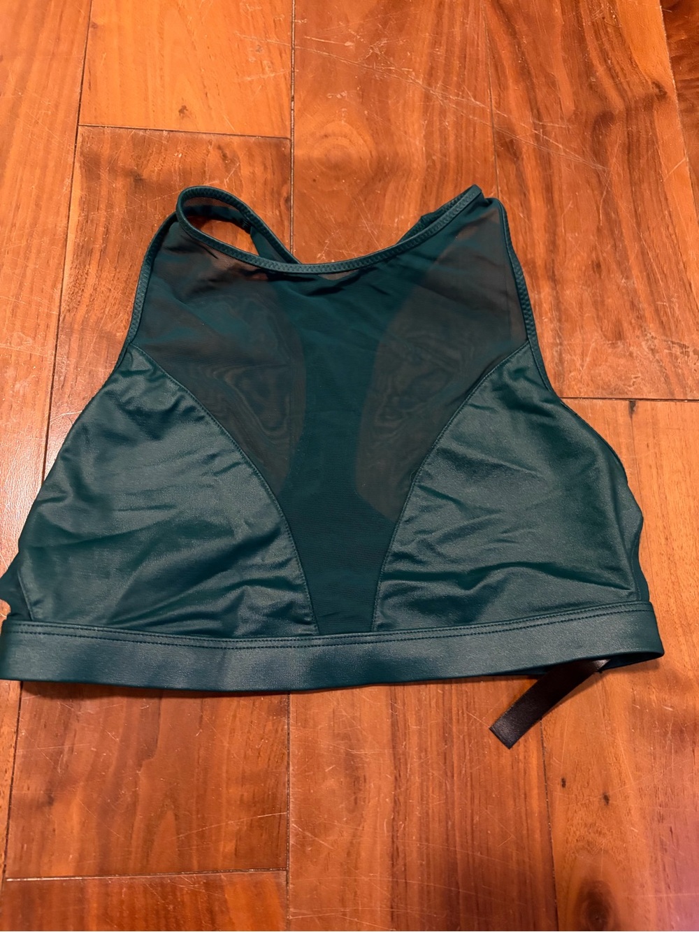 VS High-Neck Mesh Panel Sports Bralette in Deep Teal